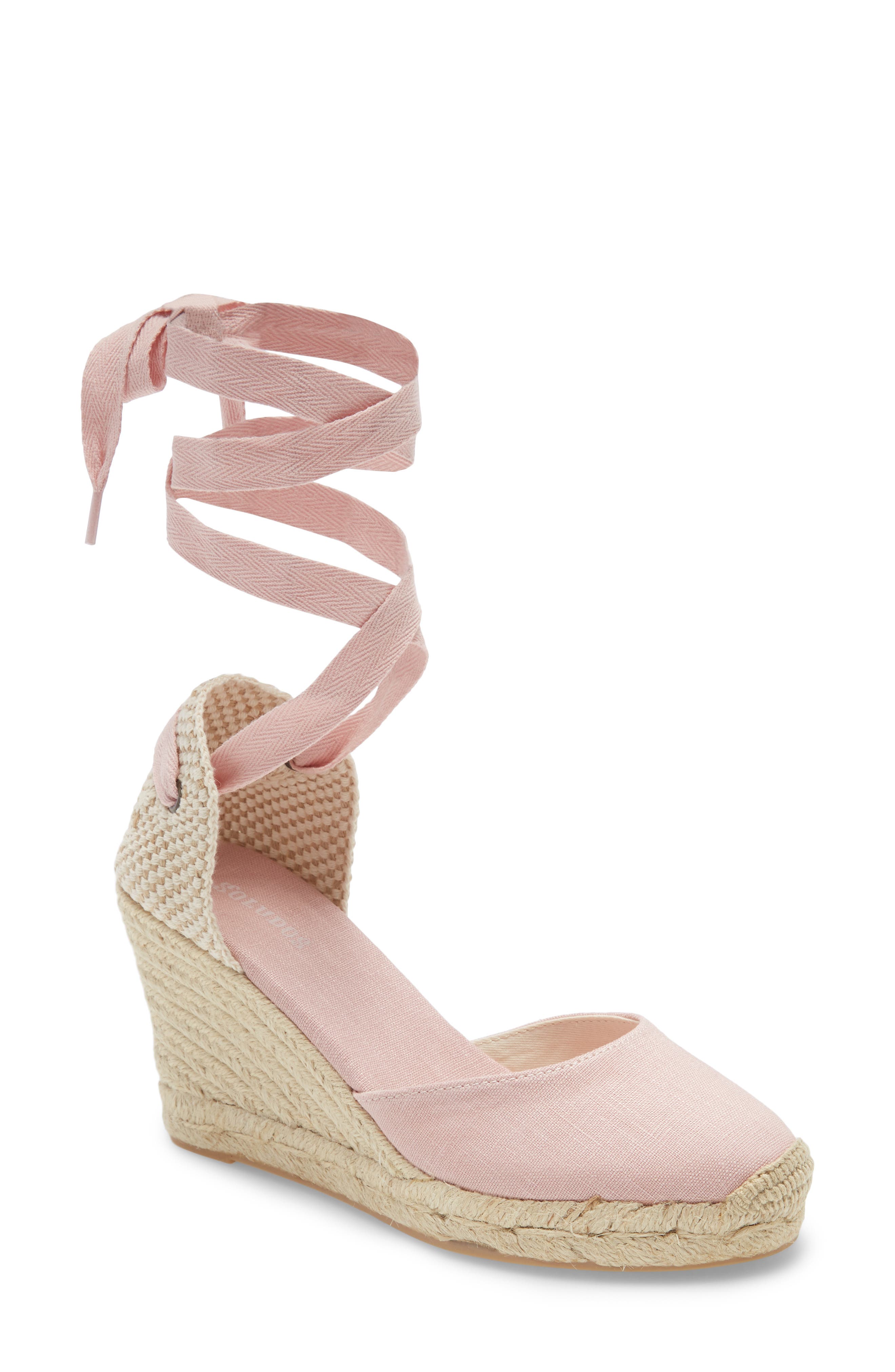 Ladies Wedge Heel Espadrille light pink with ankle strap sandals Size 8 